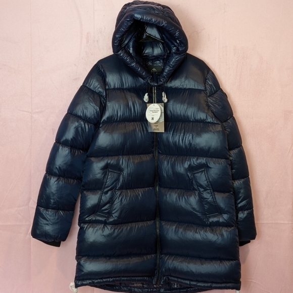 Point Zero Sapphire Blue Hooded Puffer Coat size Large - Picture 1 of 10